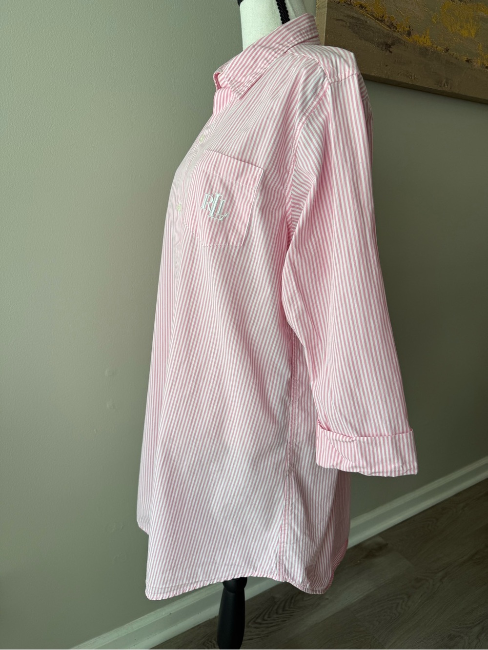 Lauren Ralph Lauren Heritage Essentials Woven Sleep Shirt Size M 100% Cotton - Picture 9 of 15